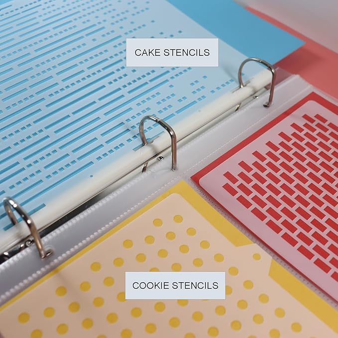 Cookie Stencil Storage Binder Die Cut And Stamp Storage Folder Baking Stencil Organizer Scrapbooking Cutting Dies Stencil Storage Book Collections Case Organizer (8Pockets x 30Pages)