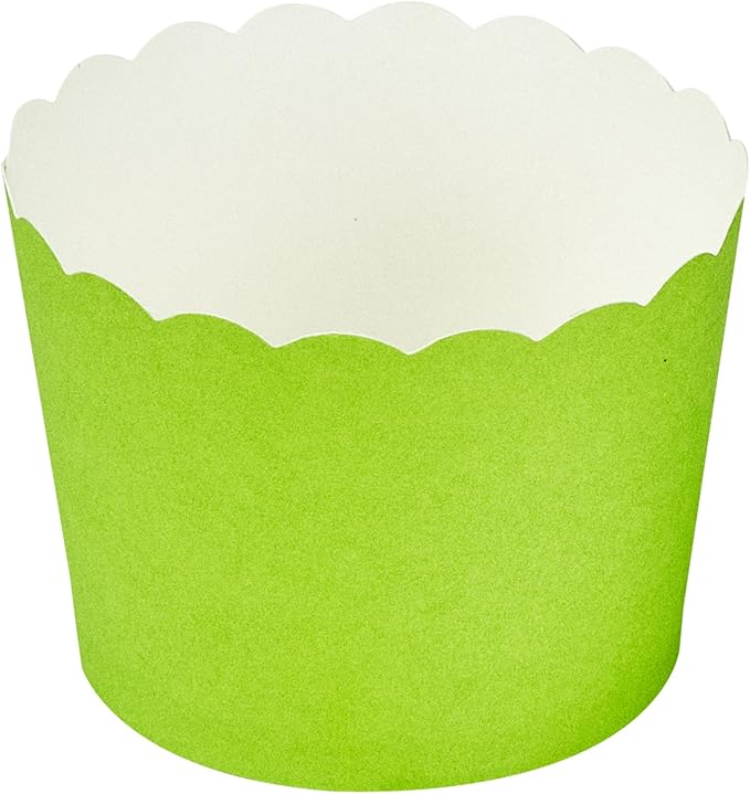Panificio 3 Ounce Cupcake Wrappers, 200 Scalloped Baking Cups - Oven-Ready, Greaseproof, Green Paper Cupcake Liners, Disposable, For Birthdays, Baby Showers, Or Weddings - Restaurantware