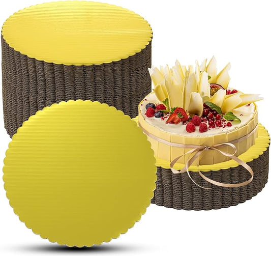 50 Pack 10 Inch Cake Board Gold Cake Cardboard Rounds Disposable Cake Base Scallop Edge Grease Proof Cardboard Circles for Wedding Birthday Cake DIY