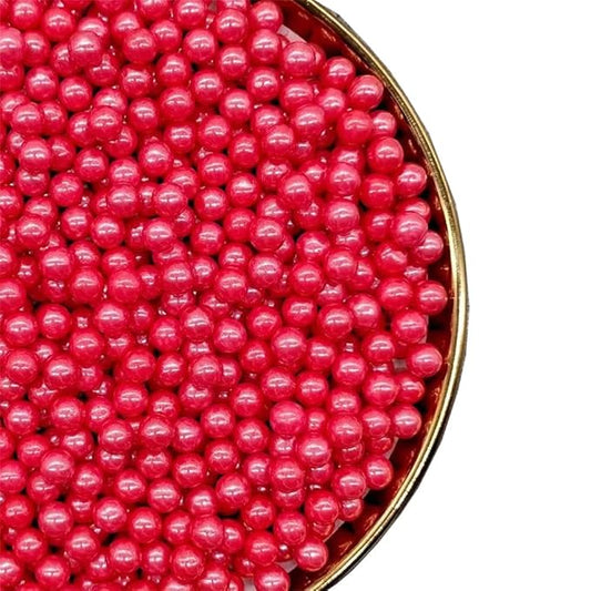Red Sprinkles Edible Pearls,Cake Sprinkles 130g 4.6OZ,Cookie Sprinkles,Sugar Pearl, Edible Candy Pearls for Cake Cupcake Decorationg (7mm-Red)