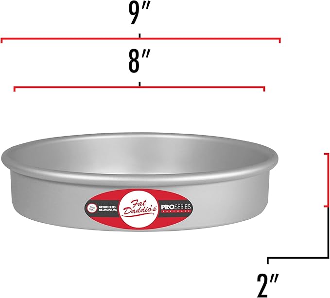 Fat Daddio's PCC-82 Anodized Aluminum Round Cheesecake Pan with Removable Bottom, 8 x 2 Inch