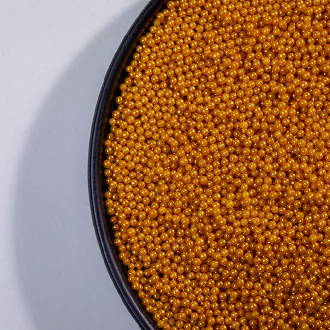 Gold Sprinkles,Cake Sprinkles,Cookie Sprinkles,Sugar Pearl, Edible Candy Pearls 7mm 130g 4.6OZ for Cake Cupcake Decorationg (Gold2mm)