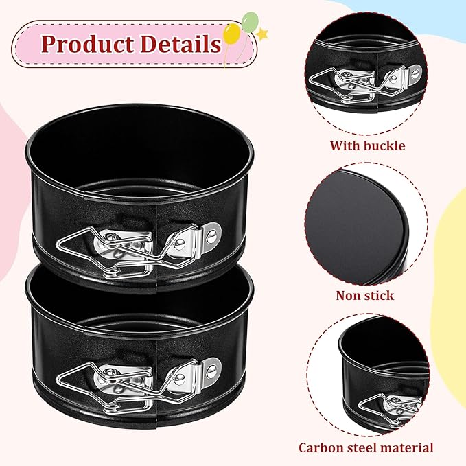 8 Pcs Mini Springform Pans 4 Inch Springform Pan for Cheesecake Small Leakproof Cake Pans Round Mini Cheesecake Pan with Removable Bottom Nonstick Tiny Baking Mini Cheesecake Molds