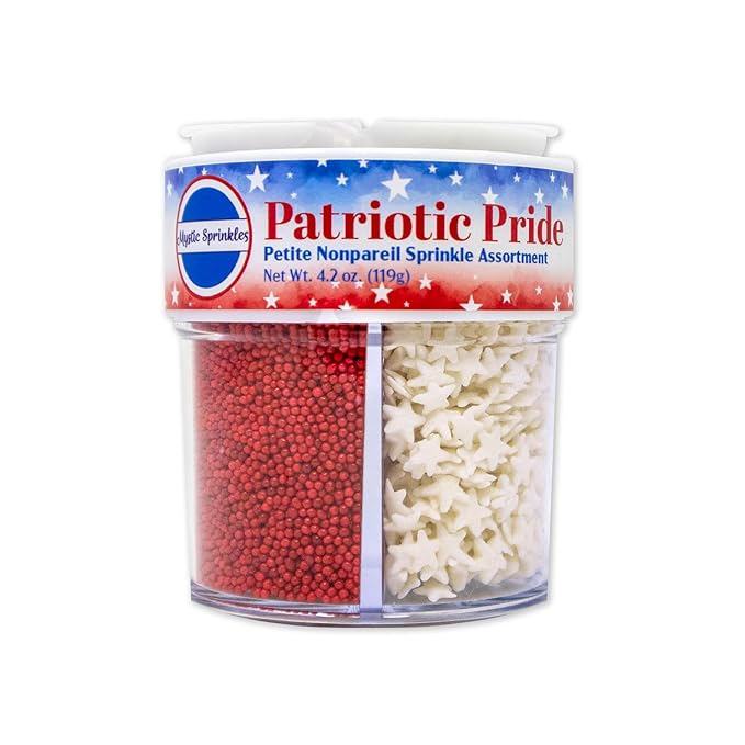 Mystic Sprinkles 4 Cell Sprinkle Assortments (Patriotic Pride Nonpareil, Petite)