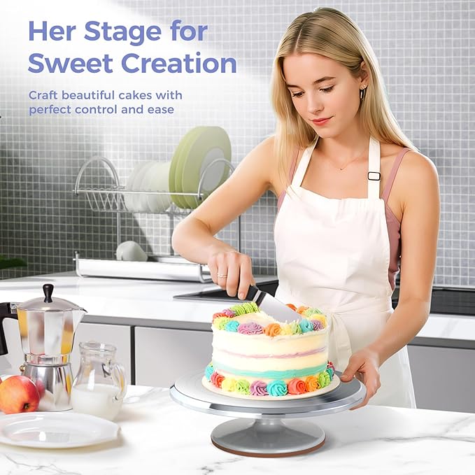 Ohuhu Cake Stand, Aluminium 12''Cake Turntable Decorating Bakery Supplies - BPA-Free Frosting Spinner Rotating Revolving Lazy Susan Christmas Gifts