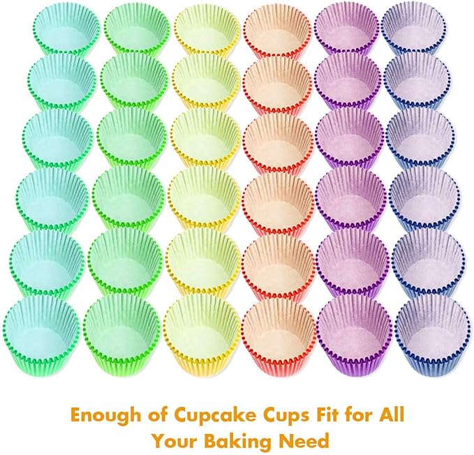 Selizo 600 Pcs Cupcake Liners Cupcake Wrappers Cupcake Paper Baking Cups for Cake Balls, Muffins, Cupcakes and Candies, Assorted Bright Colors