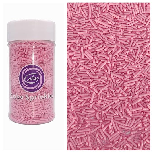Sentovac Edible Pink Jimmies Sprinkles for Cake Decorating Baking | Cupcake Cookie and Ice Cream Toppers Cake Decorations| Celebrations Wedding Shower Party Chirstmas Supplies 78g/2.75oz