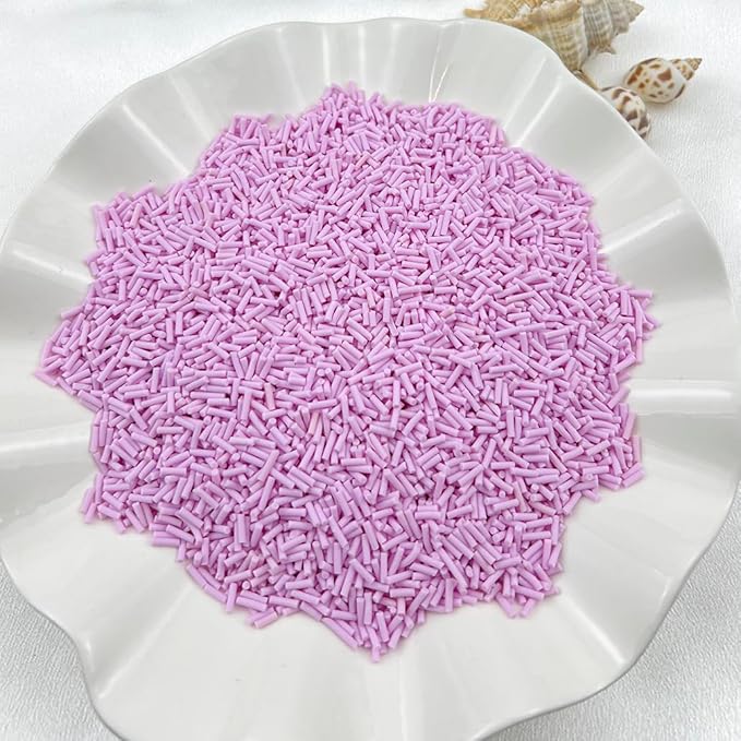 150g Fake Sprinkles Resin Sprinkles Clay Sprinkles Fake Candy Sprinkles Polymer Sprinkles Polymer Clay Slices for Resin Nail Slime Scrapbook DIY Art Crafts Making(244-light Purple)