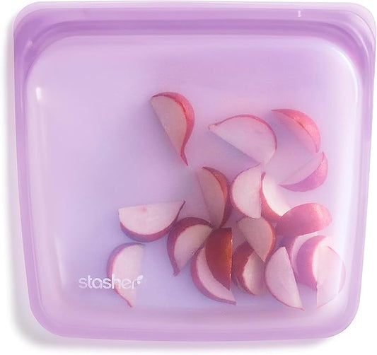 Stasher Premium Silicone Reusable Food Storage Sandwich Bag, Purple, Microwave, Sous Vide, Dishwasher, Oven and Freezer Safe, BPA Free, Leak-free, Eco-friendly, 28 Oz