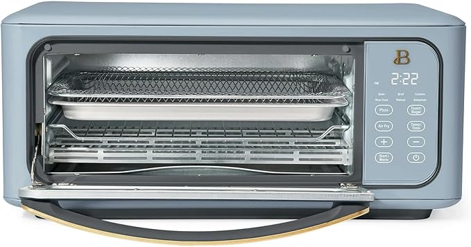 Beautiful Infrared Air Fryer Toaster Oven Combo - 10-in-1 Countertop Convection Oven with Air Fry, Bake, Pizza, Toast & Dehydrate Functions - 1800W Stainless Steel Kitchen Appliance (Cornflower Blue)