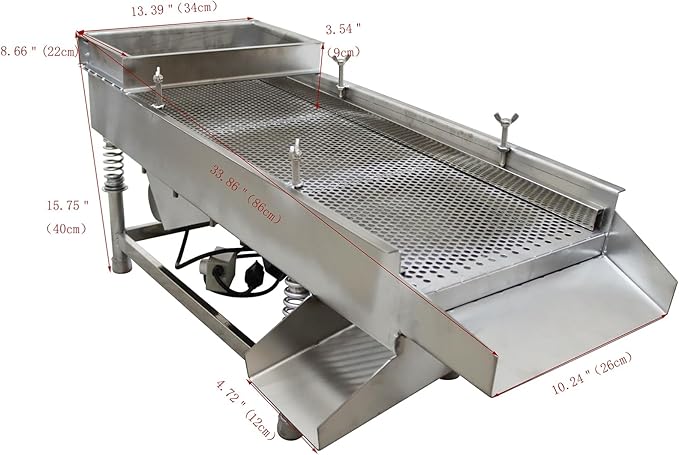 Electric Vibrating Sifter with 8mm Screen Straight Vibrating Sieve Shaker Stainless Steel Linear Sifter Machine Linear Shaker Single Motor 110v 80W