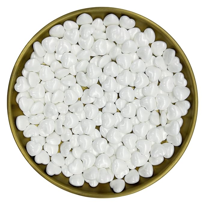 Dynastang White Heart Sprinkles Edible Heart Cake Decorating Heart Cake Decorations Cupcake Toppers Cookie Decorating Perfect for Cakes, Cupcakes, Desserts Toppings 3OZ