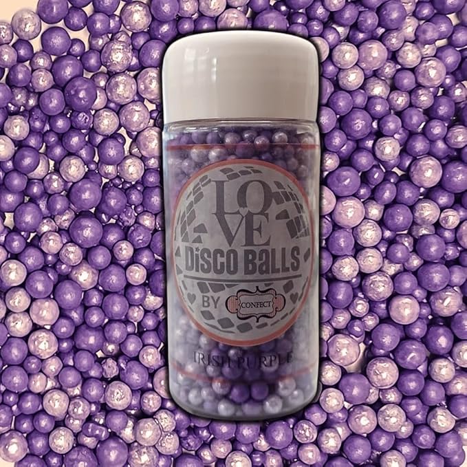 Confect Purple Disco Ball Cake Sprinkles – Edible Decorative Pearls & Irish Purple Shimmer Sprinkle Mix for Cakes, Cupcakes, Cookies | Love Sprinkle Blend | Vegan, Gluten-Free, Nut-Free, Soy-Free, Dairy-Free, Palm Oil-Free - 4.2 Oz
