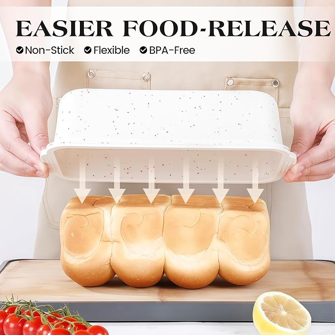 1 Pc Silicone Bread Loaf Pan Nonstick Silicone Loaf Pans for Baking 9x5 inch Large Bread Mold with Metal Reinforced Frame(Cream)