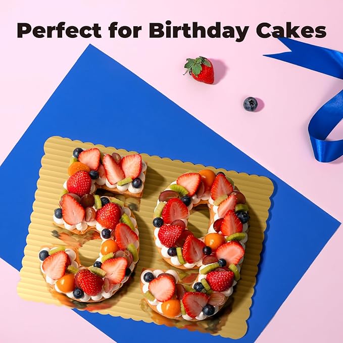 Fit Meal Prep [20 Pack] 14x10 Cake Board Rectangle Gold Cardboard Cake Boards, Quarter Sheet Disposable, Pizza, Desserts and Pastries Food Bottoms, Grease Proof and Moisture Resistant