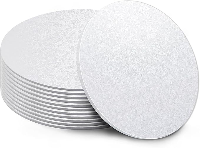 12 Pack White Cake Boards 10 Inch Round Cake Drum Base 1/4 Inch Thick Sturdy Cardboard Circle Plate Bases Para Pastel for Wedding