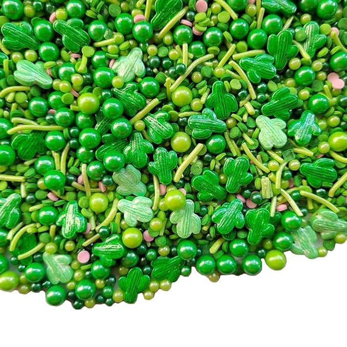 Homankit Cactus Sprinkles Green Edible Cookie Decorations Baking Cake Cupcake Topper Decoration 3.35 Ounce