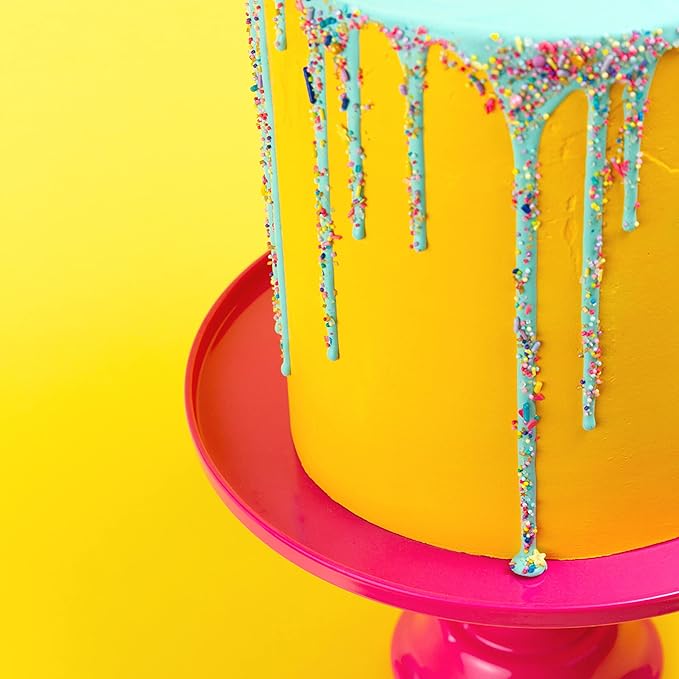 Sprinkles & Confetti 11" Bright Pink Melamine Cake Stand – Durable, Reusable Dessert Display for Weddings, Birthdays & Baby Showers | Elegant Serving Tray for Cakes, Cupcakes & Special Celebrations