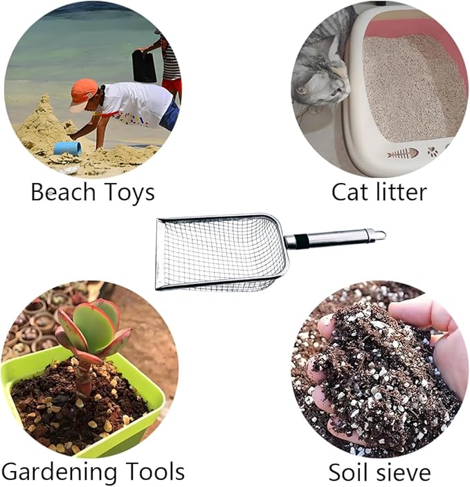 2pcs Gardening Soil Sifter with Stainless Steel Handle Sand Soil Compost Sifter 0.15/0.2 Inch Mesh Screen for Sand,Dirt, Rock,Compost,Filtration
