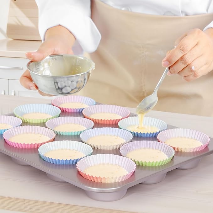 Standard Cupcake Liners 400 Count Colorful Paper Baking Cups Disposable Cupcake Wrappers for Wedding and Party Baking Supplies (Gradient Color)