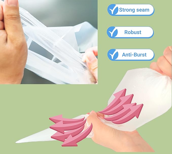 15 Inch Piping Bags 200 Pack - Disposable Pastry Bags - Thick Anti-Burst Pastry Icing Frosting Piping Bags For Decorating Cupcakes Cakes Cookies (15 Inch-200 Pack)