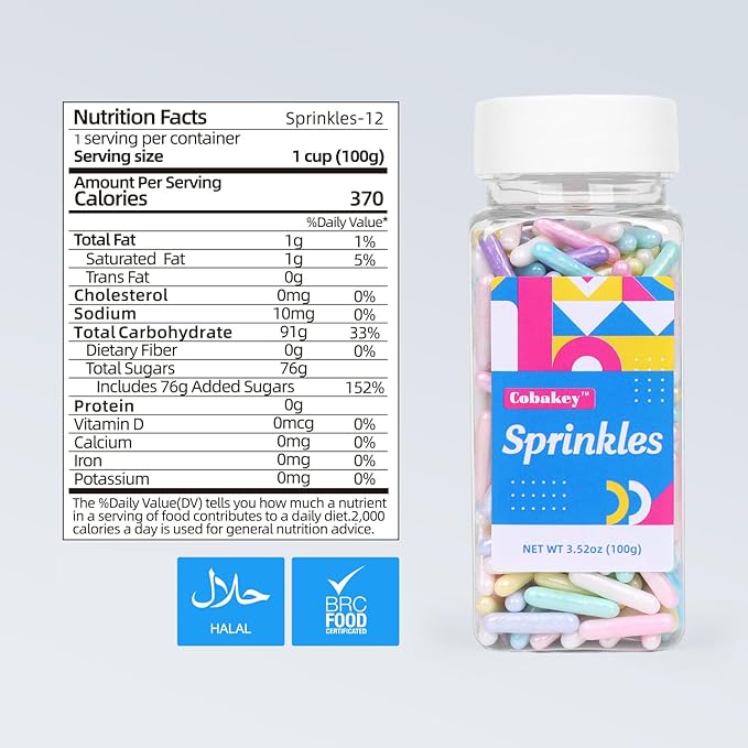 Pastel Sprinkles for Cake Decorating 3.5 Ounce Edible Mini Sugar Rods Sprinkles for Cookie, Cupcake Topper, Ice Cream, Candy, Chocolate Decorations for Wedding Party Anniversary Celebration