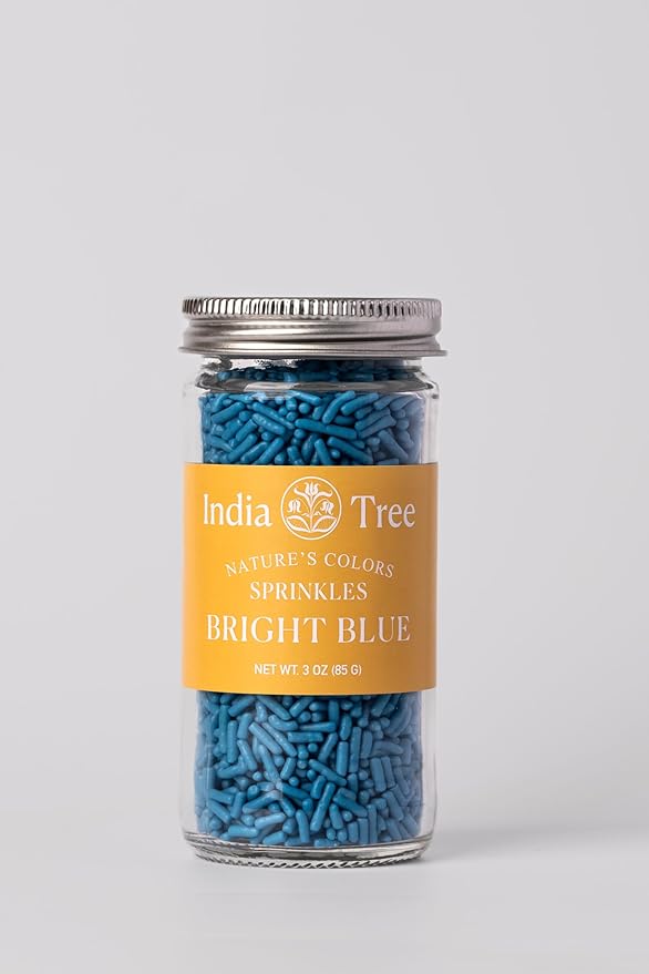 Bright Blue Sprinkles – Vegan, Dye-Free, Non-GMO, Top 9 Allergen-Free, 3 oz Jar – India Tree Nature’s Colors
