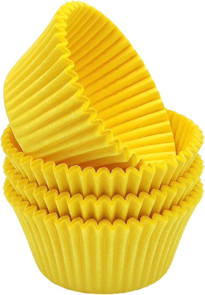 Premium Yellow Greaseproof Cupcake Liners Muffin Paper Baking Cups Standard Size, 100-Count