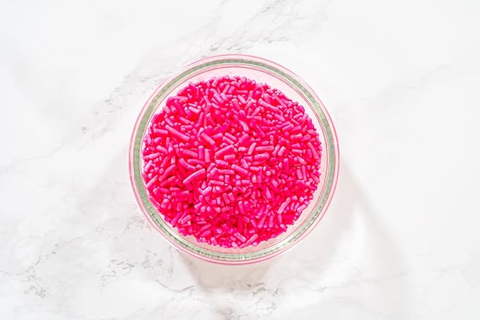 Bakerpan Pink Jimmies Sprinkles - 6 Ounces Pink Sprinkles for Cake Decorating - Edible Sprinkles for Cupcakes, Ice Cream, Cake Decorations (Made in USA)