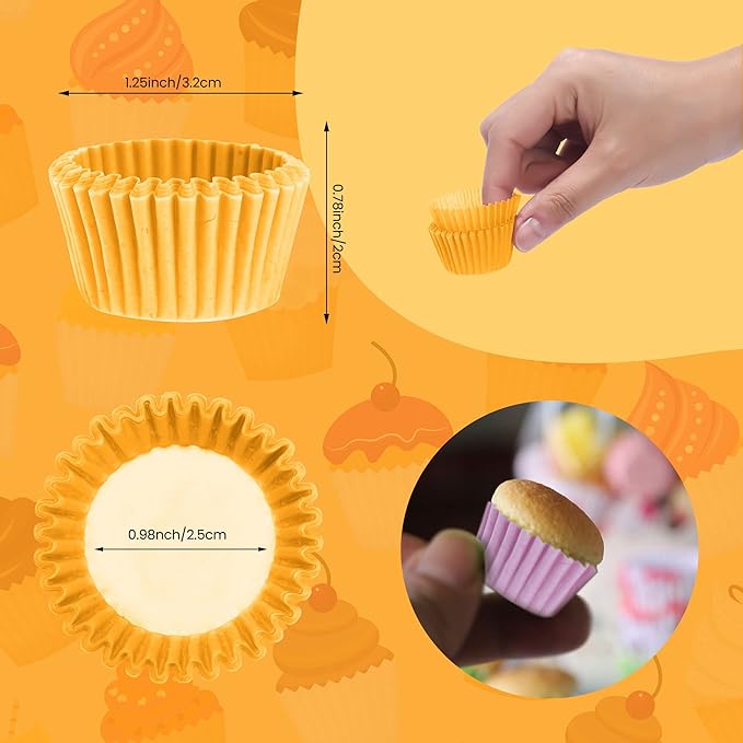 NUOMI 1 Inch Super Mini Baking Cups Muffin Paper Liners 1000 Pieces Cupcake Wrappers for Birthday/Wedding Parties Holiday, Yellow