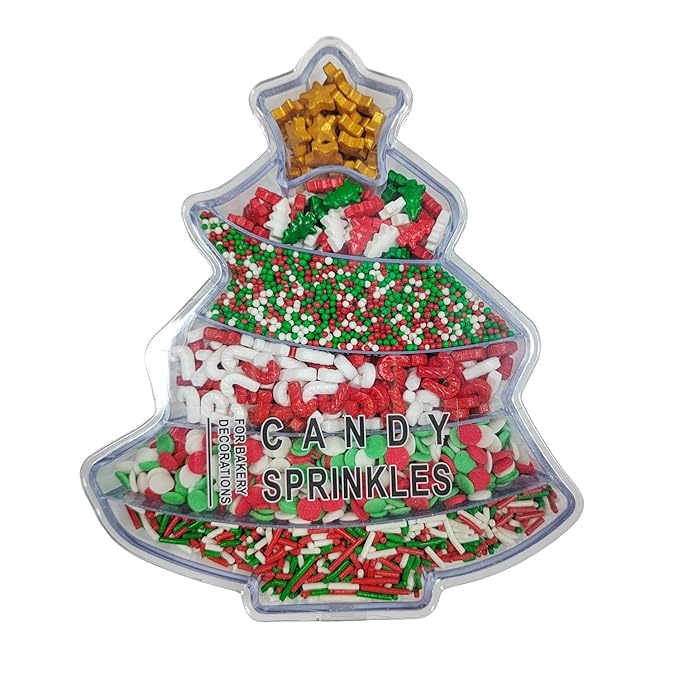 Eastron Christmas Confetti Sprinkles, Christmas Sprinkles for Cake Decorating, Edible Red Green White and Gold Sprinkle for Baking Cookie, Cupcakes Topper, Ice Cream, Desserts Decorations