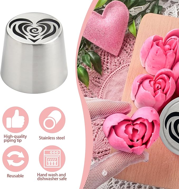 Extra Large Russian Piping Tips for Marshmallows Stainless Steel Flower Frosting Nozzles many styles Cake Decorating Baking tool for Buttercream, Cupcakes Cookies(SL86)