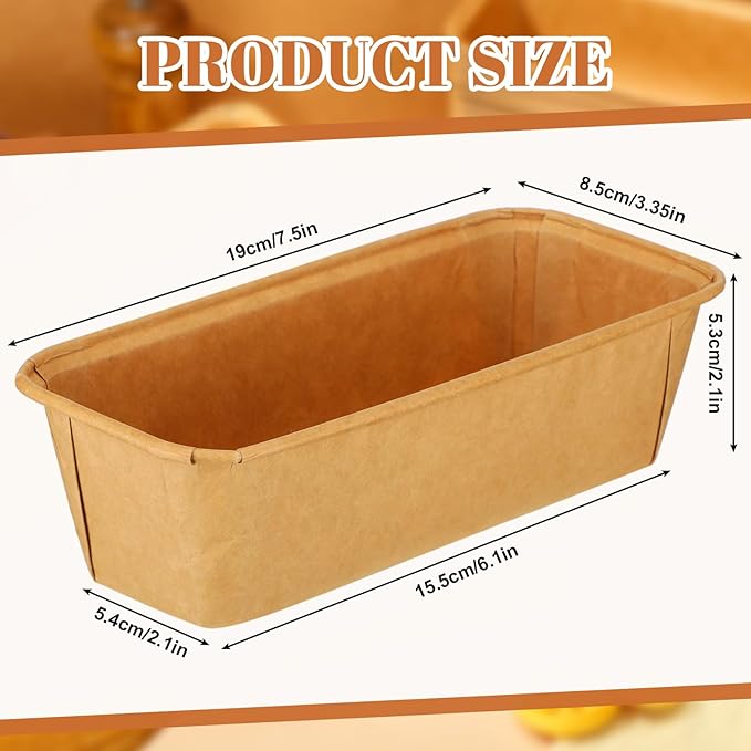 Mifoci 25 Pcs Paper Loaf Pans for Baking Disposable Bread Baking Pans Easy Kraft Paper Tart Mold for Microwave Freezer Oven Safe Display Pie Cake Muffin Pizza Kitchen Supply(Rectangle)