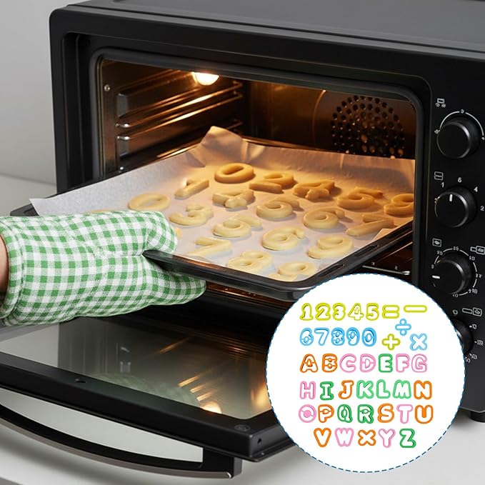 41PCS Alphabet playdough Cutter Set with Numbers Cutters, Mathematical Symbols, Colorful alphabet cookie cutters, Durable fondant letter cutter for Learning Letters, Number, Counting, and Crafting
