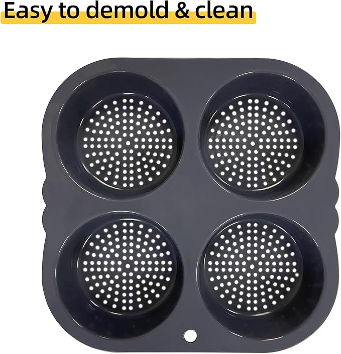 4-cavity Silicone Hamburger Bun Pan, Nonstick Loaf Pan & Heat Resistant Burger Bun Pans for Baking, Bread Pans for Homemade Bread, Bread pans for baking, Easy to Use Burger Pan