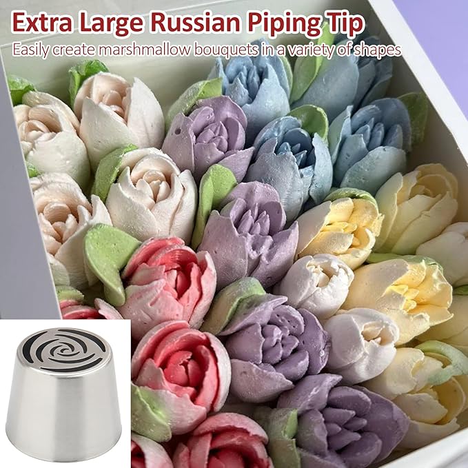 Extra Large Russian Piping Tips for Marshmallows Stainless Steel Flower Frosting Nozzles many styles Cake Decorating Baking tool for Buttercream, Cupcakes Cookies(SL13)