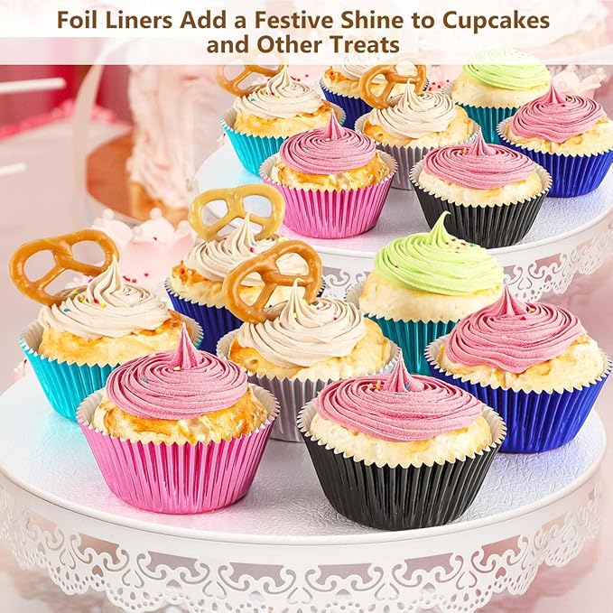 Gifbera White Foil Muffin Cupcake Liners Standard Size Baking Cups, 100-Count