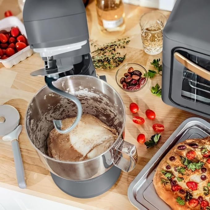 Beautiful 5.3 QT Stand Mixer w/Tilt-Head Design, Stainless Bowl, 300-Watt Power, 12-Speed Control, Includes Beater, Dough Hook, Whisk, Splash Shield (Oyster Gray)
