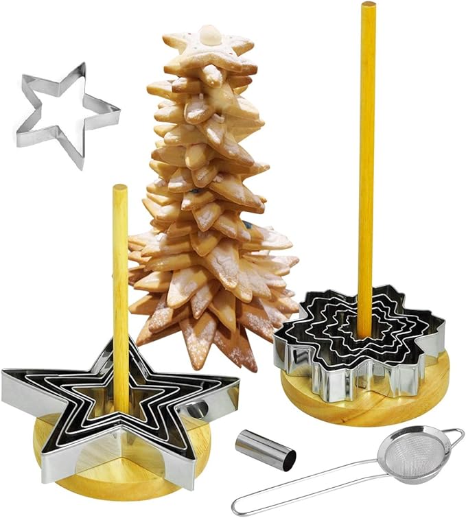 NewlineNY Star Shaped Cookie Molds: 16 Pcs Set to Create Christmas Tree-Like Display with Recipe