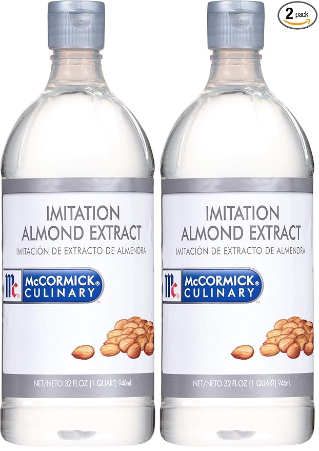 McCormick Culinary Imitation Almond Extract, 32 fl oz - One 32 Fluid Ounce Bottle of Clear Almond Extract for Baking, Best in Baked Goods, Desserts, Beverages and More (Pack of 2)