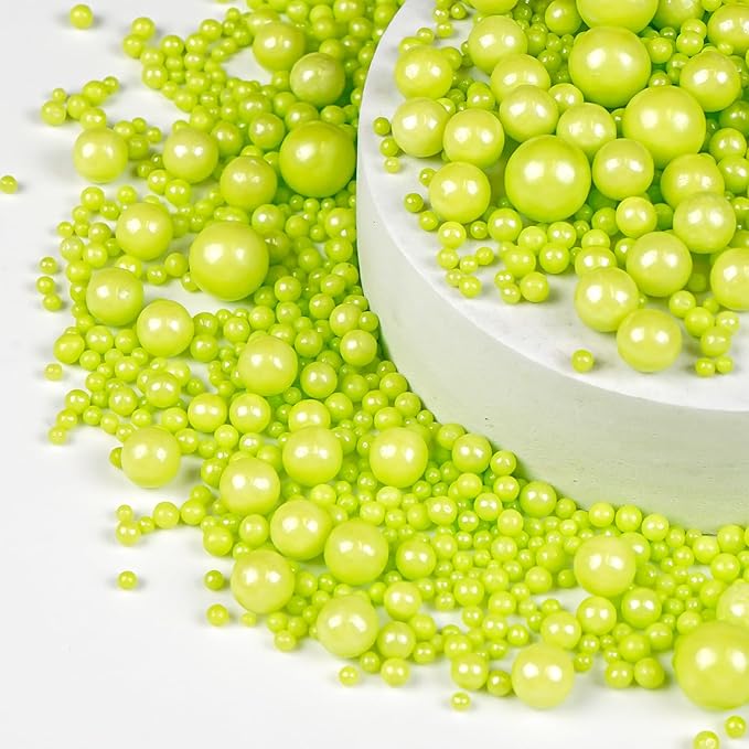 Christmas Green Pearl Sprinkles, Edible Candy Sugar Pearls, 150g/5.29oz, Mix Size, Cake Decorations & Cupcake Toppers, Wedding Party, Easter Supplies, Foodgrade Decoration