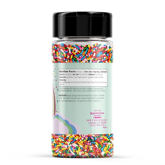 Unpretentious Rainbow Sprinkles Colorful Jimmies, Decorative & Fun Dessert Topping for Baking (2.88 Ounce)
