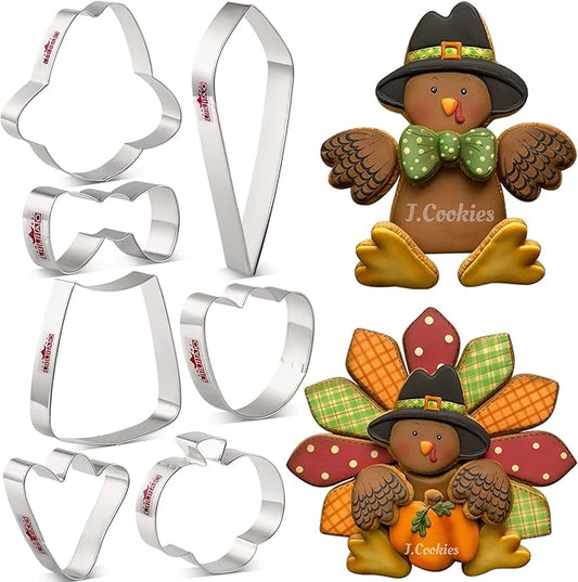 LILIAO Thanksgiving Turkey Puzzle Cookie Cutter Set, 7 Pieces, Stainless Steel