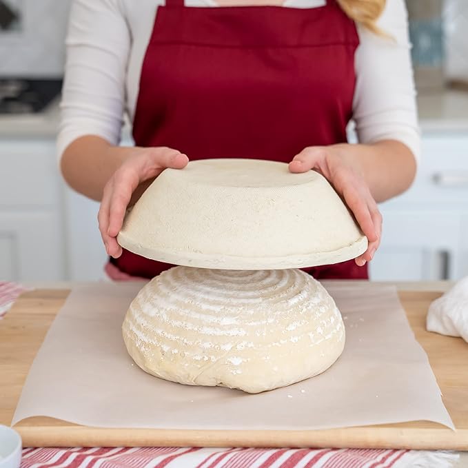 Bulka Large Round 9" 1kg Groove Banneton Bread Proofing Basket Pressed Wood Pulp, Sourdough Proofing Basket - Non-Stick Bread Proofing Bowl Sourdough Bread Baking Supplies, Made in Germany.