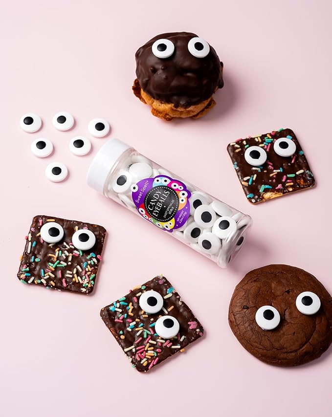 Sweet Spell Candy Eyeballs - Edible Candy Eyes Sprinkles for Decorating Halloween Cookies, Cakes, Cupcakes, and Baking (120g/4.2oz, 18 mm)