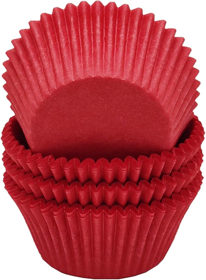 Premium Red Greaseproof Cupcake Liners Muffin Paper Baking Cups Standard Size, 100-Count