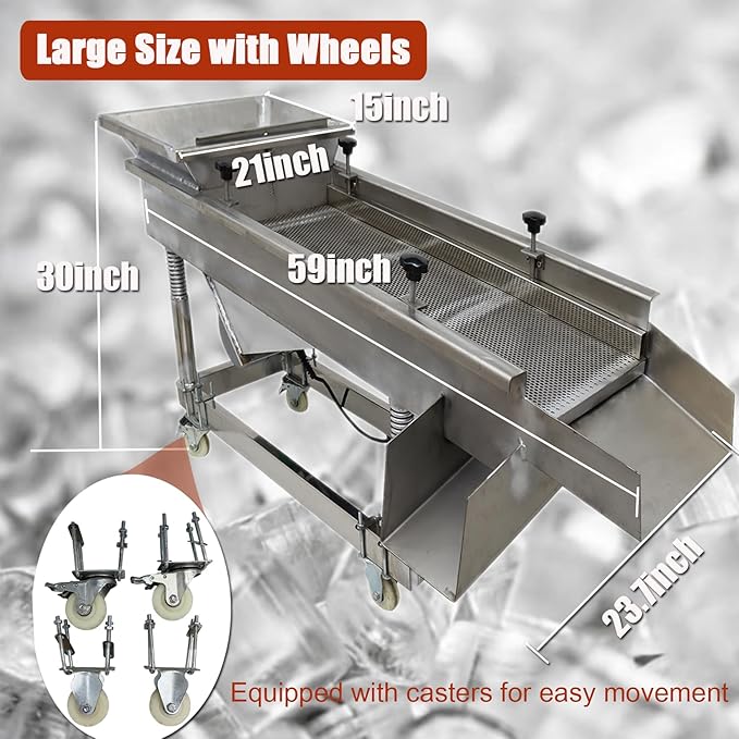 Vibrating Sifter Straight Linear Vibrating Screen Stainless Steel Electric Linear Sifter Machine with 6mm Screen 220V