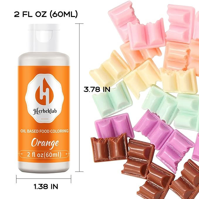 Orange Oil Based Food Coloring – 2 fl oz Professional Grade Concentrated Oil Food Dye for Melting Chocolate, Candy Melts, Cake Pops, Strawberries & Baking
