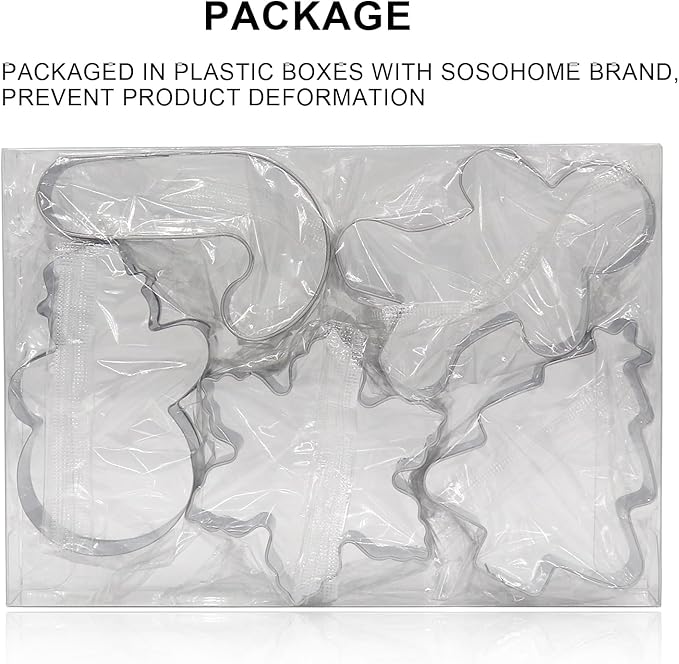 Christmas Cookie Cutter Set - 5 Piece Holiday Cookies Molds - Snowman, Christmas Tree, Gingerbread Man, Candy Cane, Snowflake