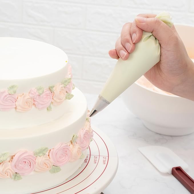 Restaurantware Pastry Tek 12 Inch Cake Turntable 1 Sturdy Rotating Cake Stand - Non-Slip Base With Locking Switch White Plastic Spinning Cake Stand For Decorating Cakes Cupcakes or Pastries